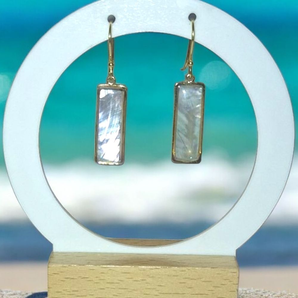 Elegant Gold and White Abalone Earrings
